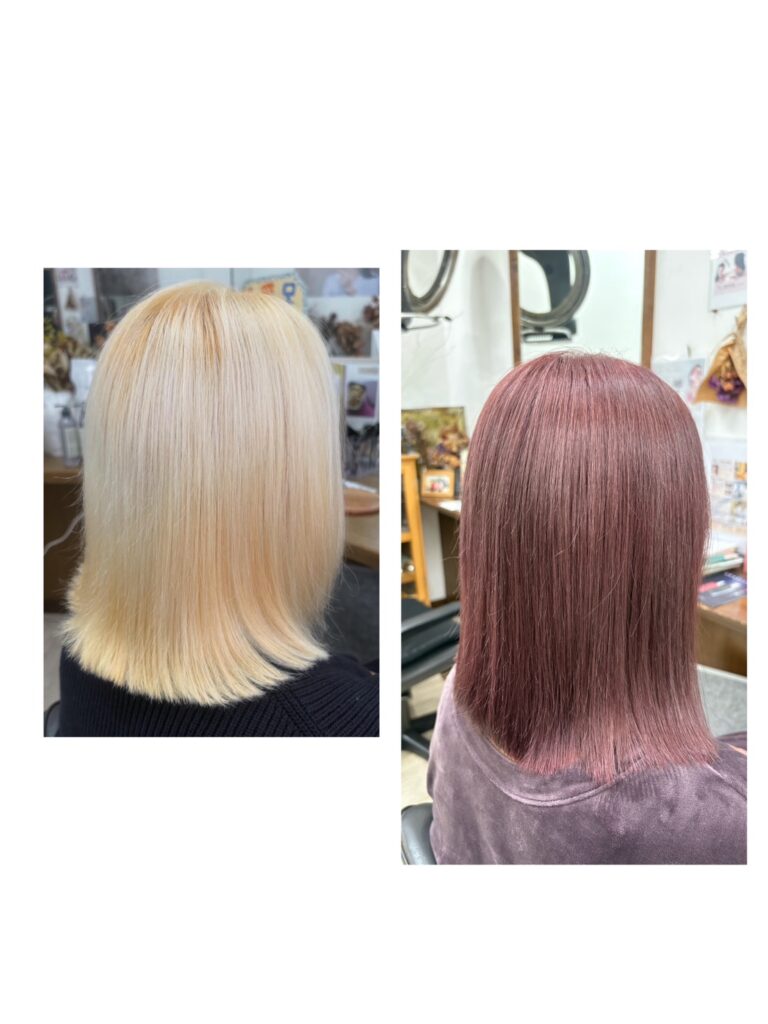 ハイブリーチ毛をカラーリング