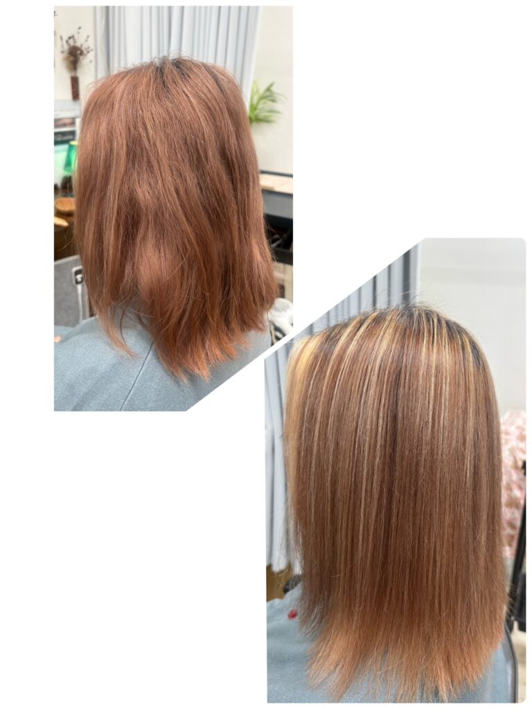 縮毛矯正＋ハイライト