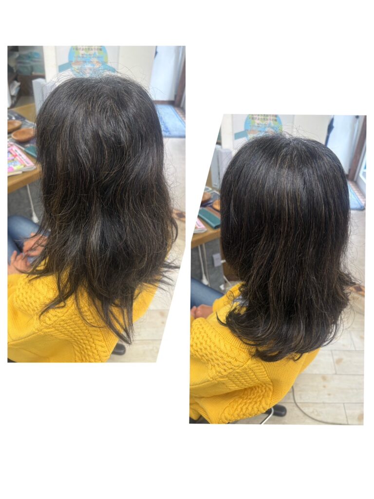 ミディアムスタイル（癖毛のカット）