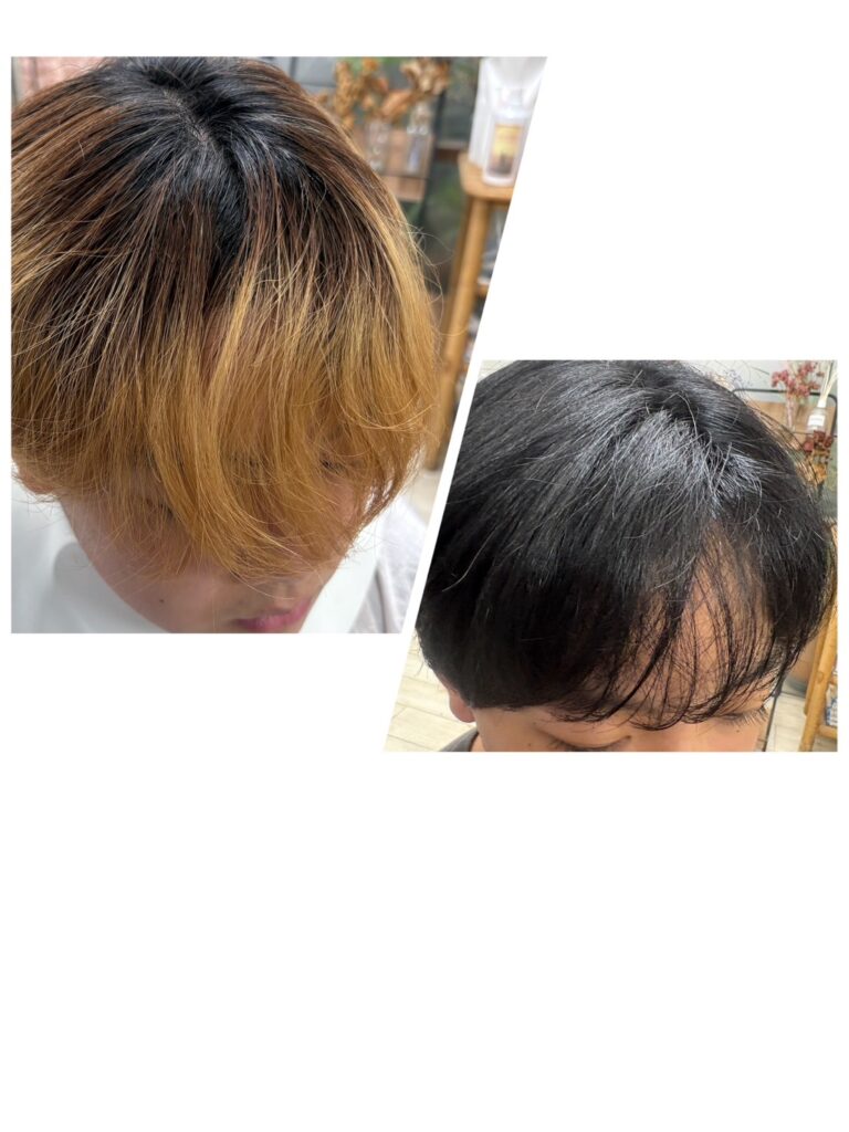 メンズカット(高校生)+香草カラー